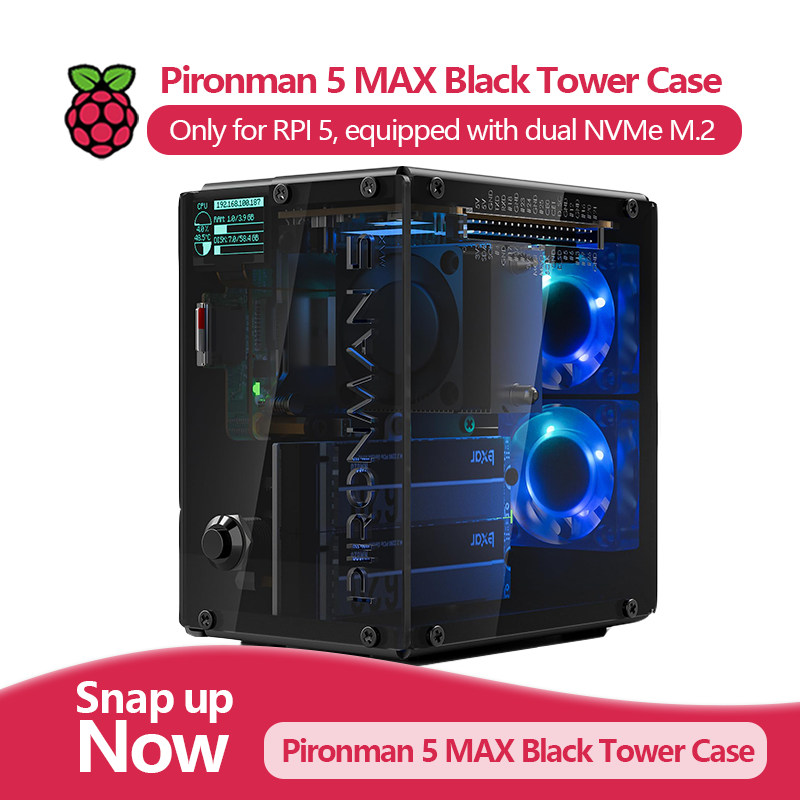 Argon One V3 M.2 Nvme Case - Pironman 5 MAX, Case Black Tower