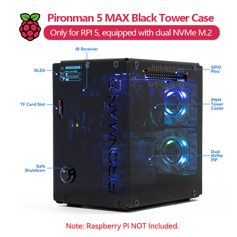 Pironman 5 MAX, Case Black Tow - Argon One V3 M.2 Nvme Case recensione e prezzo